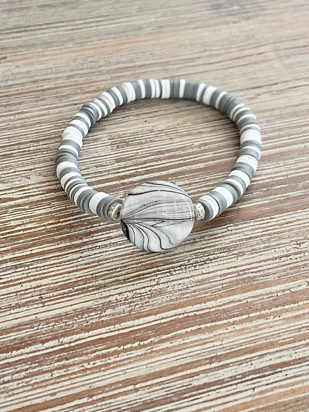 Marble Mist Heishi Stretch Bracelet